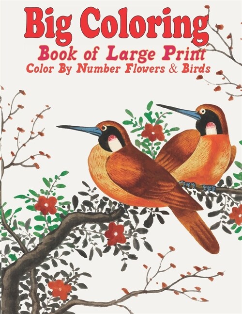 Big Coloring Book of Large Print Color By Number Flowers & Birds: New and Expanded Edition Large Print Birds, and Flowers Color By Number Adult Colori (Paperback)