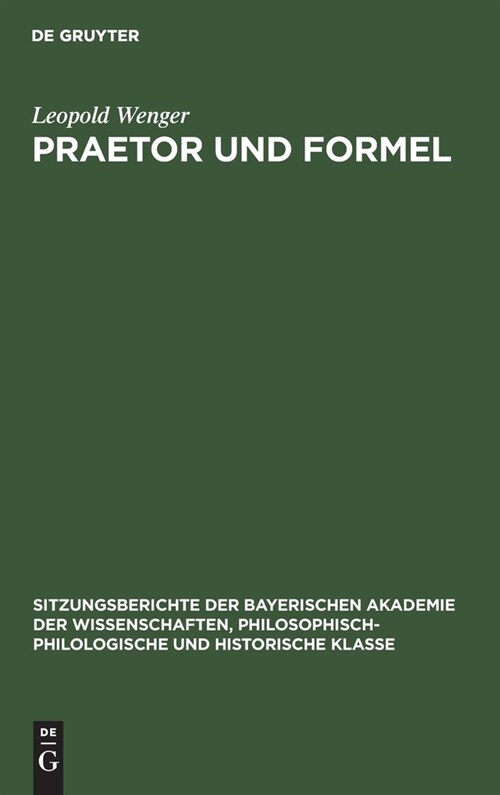 Praetor Und Formel (Hardcover, Reprint 2019)