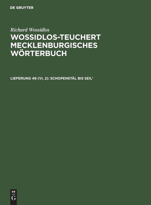 Schopenst? bis Seil1 (Hardcover, Reprint 2021)
