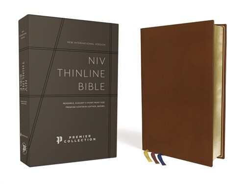 Niv, Thinline Bible, Premium Goatskin Leather, Brown, Premier Collection, Black Letter, Art Gilded Edges, Comfort Print (Leather)