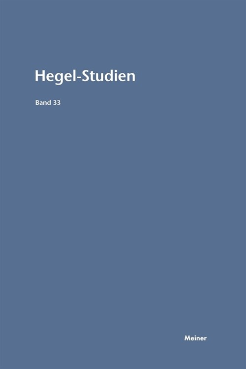 Hegel-Studien Band 33: (1998) (Paperback)