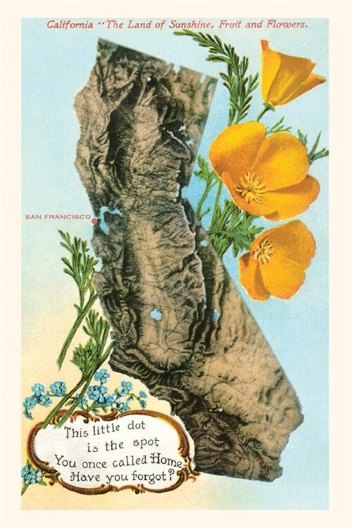 The Vintage Journal This little Dot, Map of California, Poppies (Paperback)