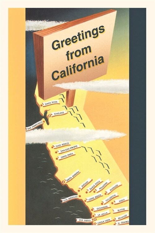 The Vintage Journal Greetings from California, Cartoon Map (Paperback)