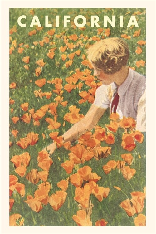 The Vintage Journal Woman sitting in Field of California Poppies (Paperback)