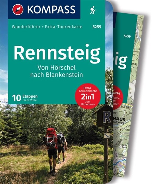 KOMPASS Wanderfuhrer 5259 Rennsteig, 10 Etappen (Paperback)