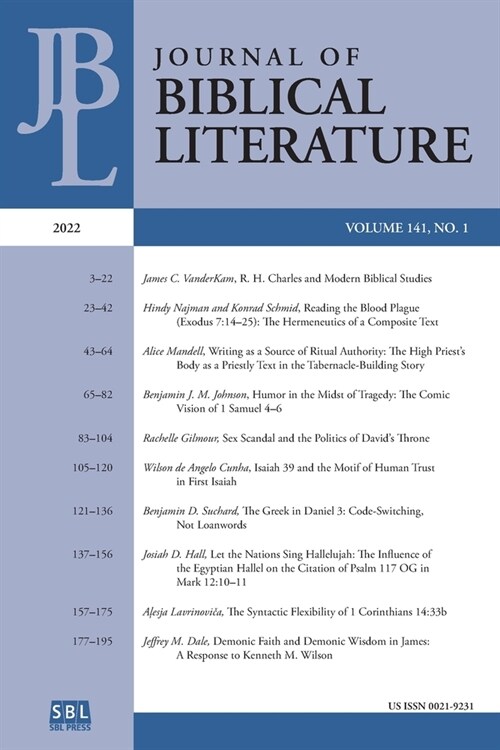 Journal of Biblical Literature 141.1 (2022) (Paperback)