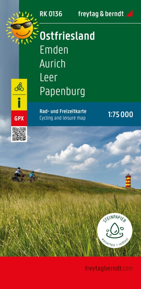 Ostfriesland, Rad- und Freizeitkarte 1:75.000, freytag & berndt, RK 0136 (Sheet Map)