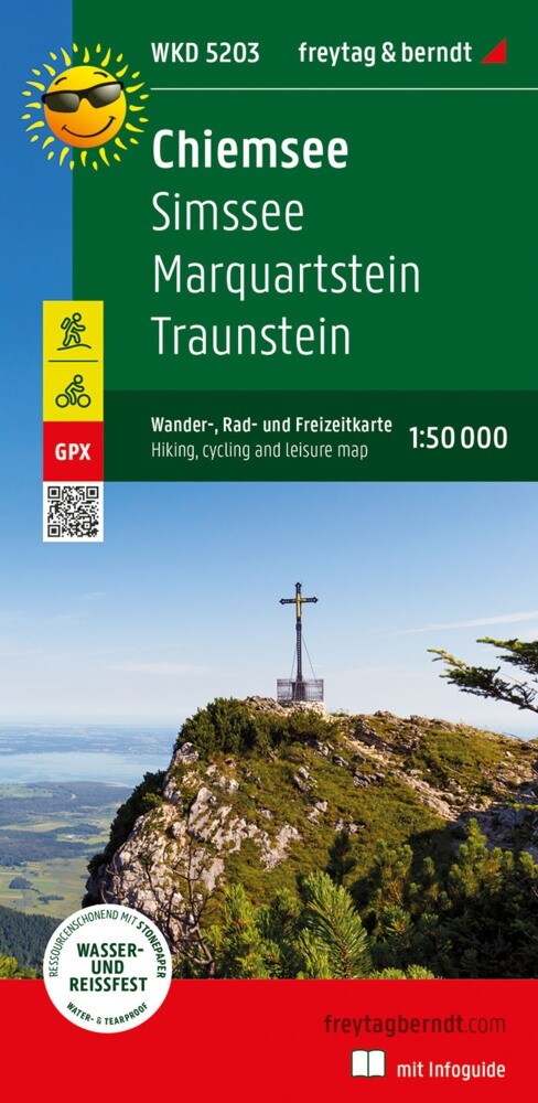 Chiemsee, Simssee, Marquartstein, Traunstein, Wander + Radkarte 1:50.000, mit Outdoor Guide (Sheet Map)