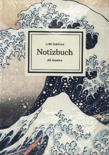 Notizbuch schon gestaltet mit Leseband - A5 Hardcover blanko - Hokusai Die große Welle vor Kanagawa - 100 Seiten 90g/m² - FSC Papier (Hardcover)