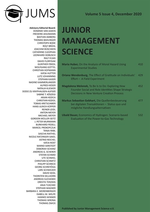 Junior Management Science, Volume 5, Issue 4, December 2020 (Paperback)