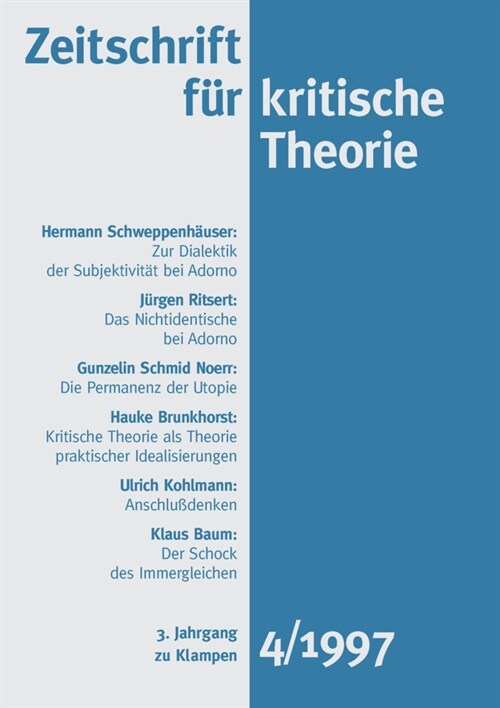 Zeitschrift fur kritische Theorie / Zeitschrift fur kritische Theorie, Heft 4 (Paperback)