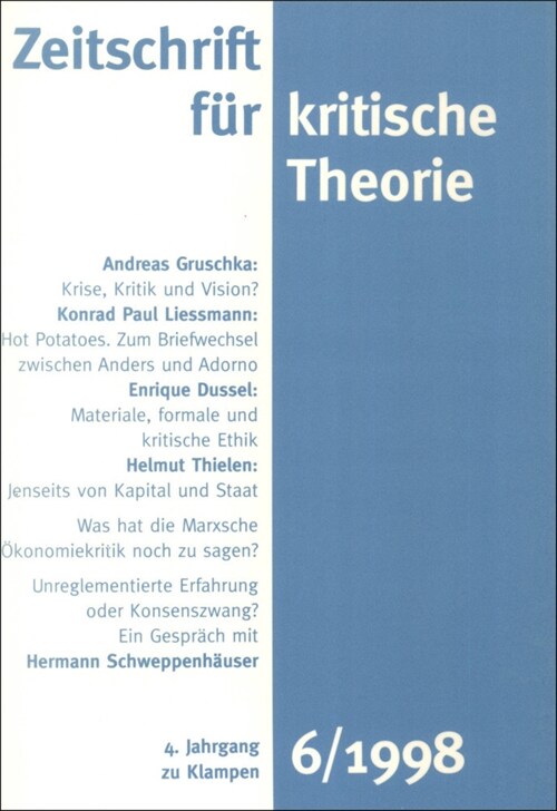Zeitschrift fur kritische Theorie / Zeitschrift fur kritische Theorie, Heft 6 (Paperback)