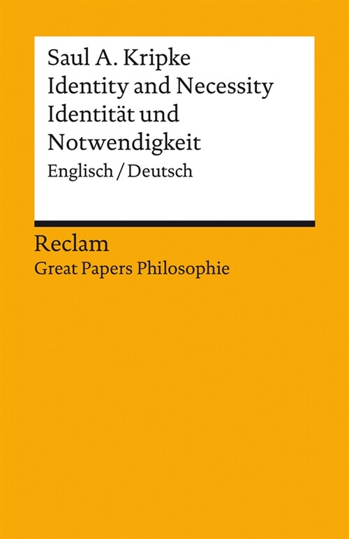 Identity and Necessity / Identitat und Notwendigkeit (Paperback)