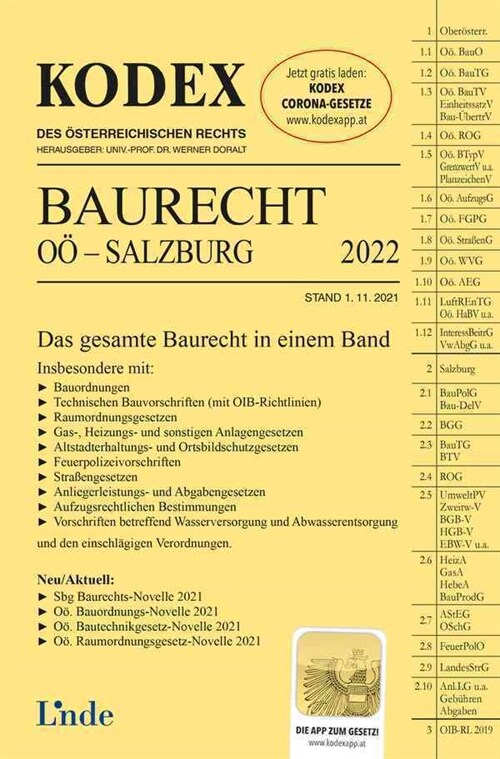 KODEX Baurecht OO - Salzburg 2022 (Paperback)