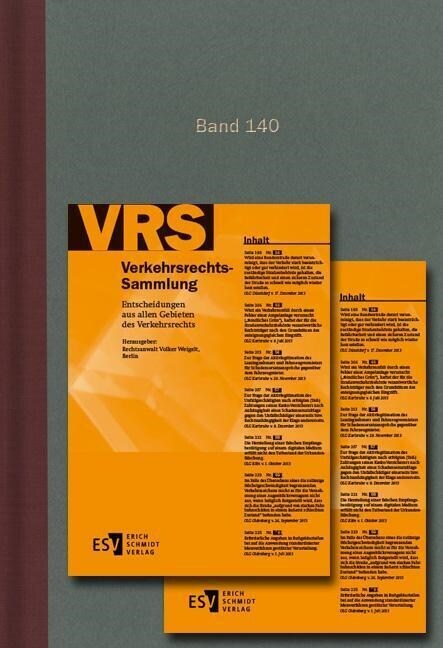 Verkehrsrechts-Sammlung (VRS) / Verkehrsrechts-Sammlung (VRS) Band 140 (Hardcover)