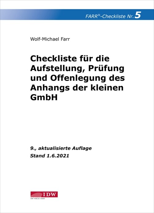 Farr, Checkliste 5 (Anhang der kleinen GmbH), 9. A. (Paperback)