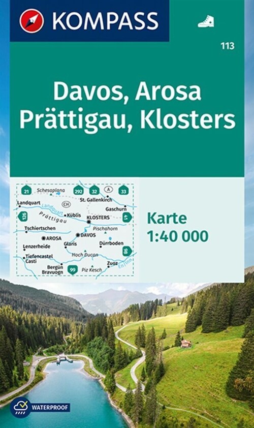 KOMPASS Wanderkarte 113 Davos, Arosa, Prattigau, Klosters (Sheet Map)