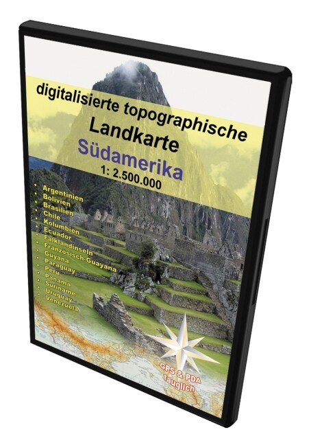 Digitalisierte topografische Sudamerika-Landkarte, 1 CD-ROM (CD-Audio)