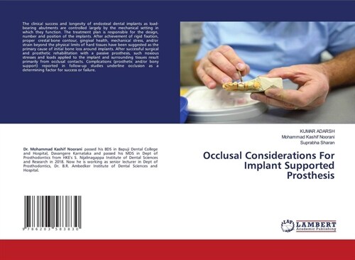 Occlusal Considerations For Implant Supported Prosthesis (Paperback)