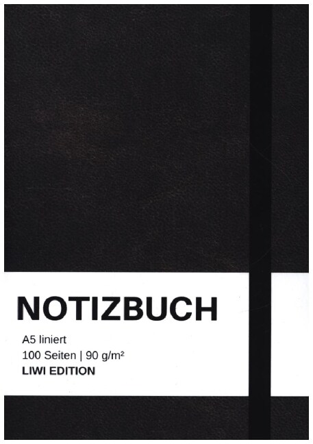 Notizbuch A5 liniert - 100 Seiten 90g/m² - Soft Cover schwarz - FSC Papier (Paperback)