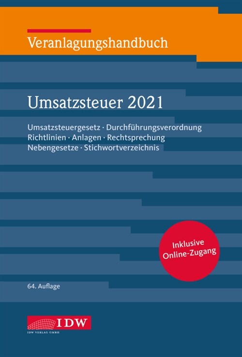 Veranlagungshandb. Umsatzsteuer 2021, 64. A., m. 1 Buch, m. 1 Beilage (WW)