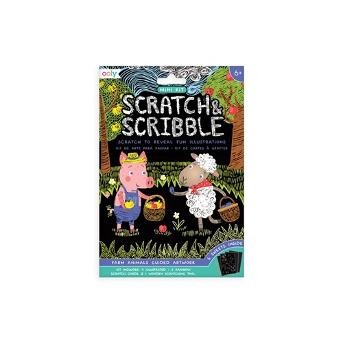 Mini Scratch & Scribble Art Kit: Farm Animals - 7 PC Set (Other)