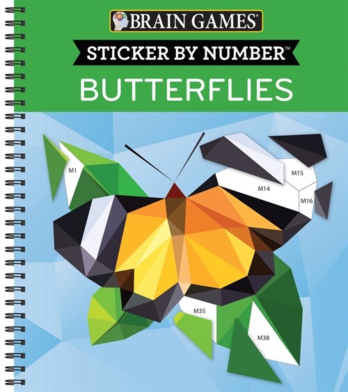 Brain Games - Sticker by Number: Butterflies (28 Images to Sticker) (Spiral)