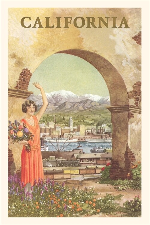 Vintage Journal California Woman Waving by Adobe Arch (Paperback)