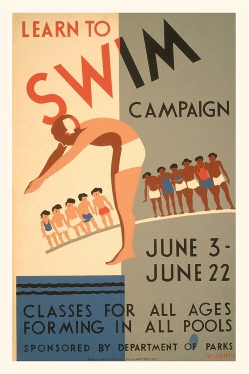 Vintage Journal Learn to Swim Poster (Paperback)