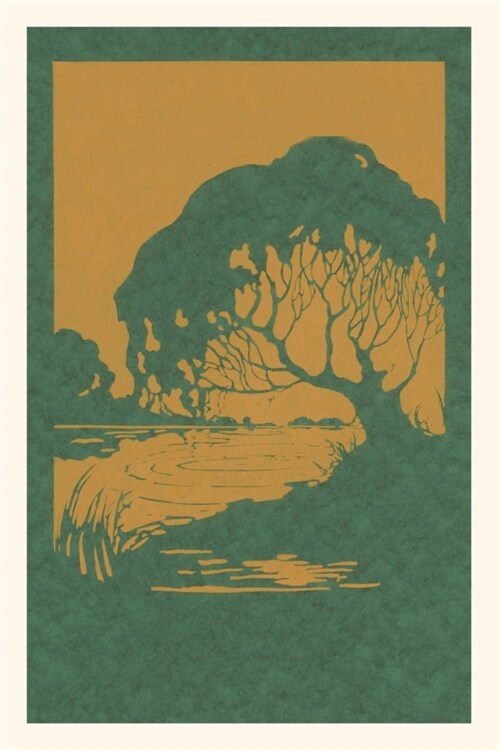 Vintage Journal Woodcut of Tree and Pond (Paperback)