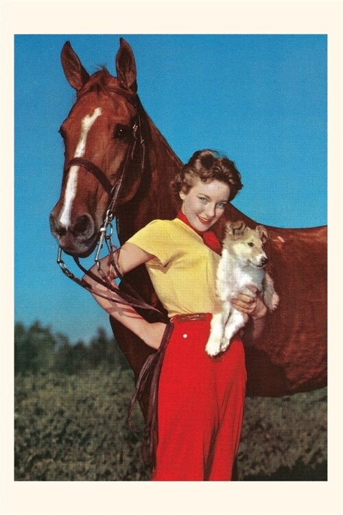 Vintage Journal Woman with Collie Puppy and Horse (Paperback)