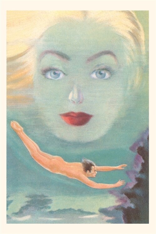 Vintage Journal Naked Man Swimming, Big Face (Paperback)