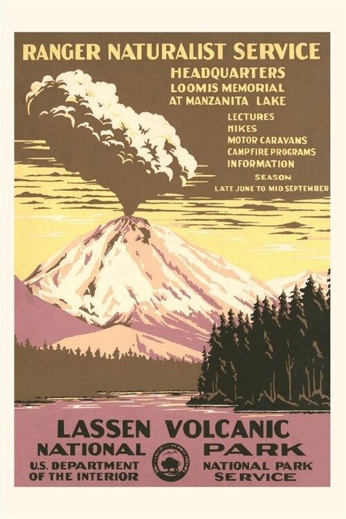 Vintage Journal Lassen Volcanic National Park Travel Poster (Paperback)