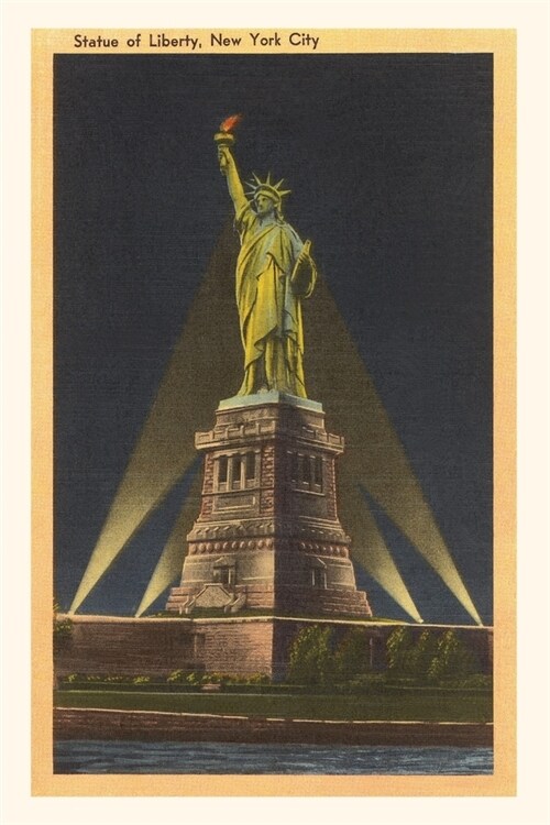 Vintage Journal Night, Statue of Liberty, New York City (Paperback)