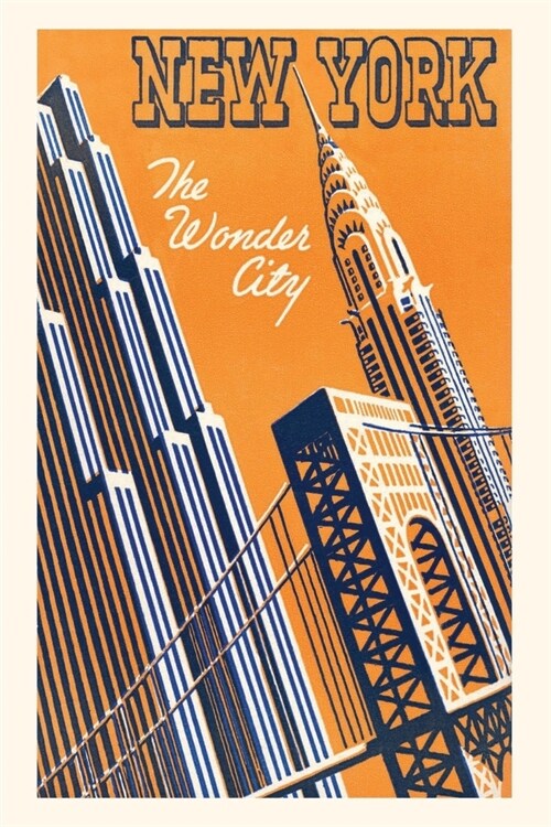 Vintage Journal Orange and Blue Graphic of New York City Skyline (Paperback)