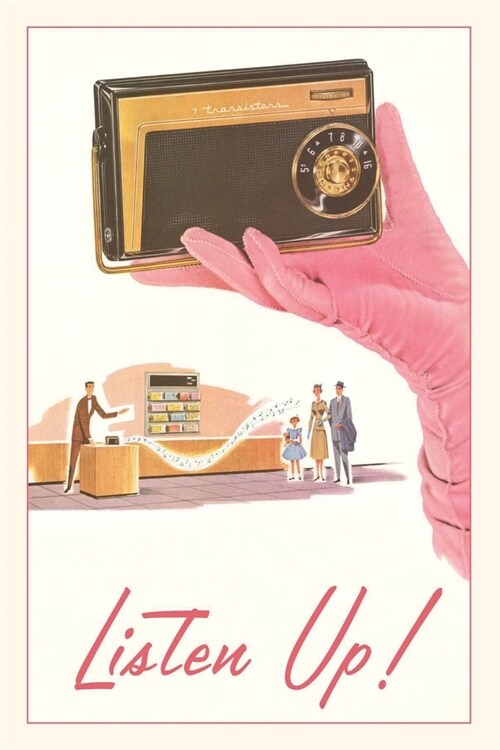Vintage Journal Listen Up, Gloved Hand with Transistor Radio (Paperback)