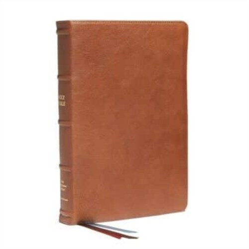 Nkjv, End-Of-Verse Reference Bible, Personal Size Large Print, Premium Goatskin Leather, Brown, Premier Collection, Red Letter, Thumb Indexed, Comfort (Leather)