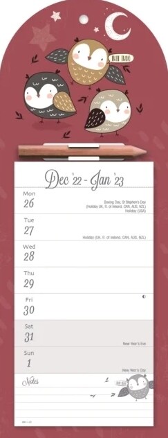 Twit Twoo Week-to-View Magnetic Memo Slim Calendar 2023 (Calendar)