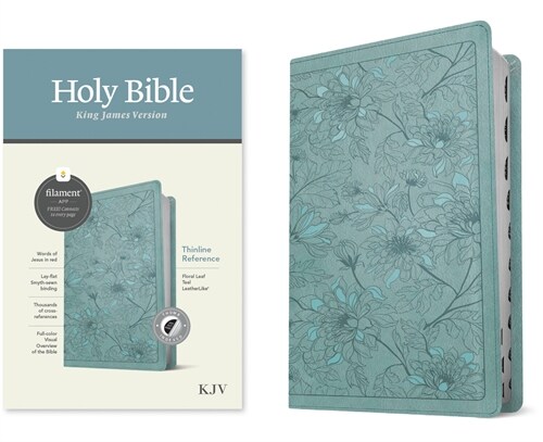 KJV Thinline Reference Bible, Filament-Enabled Edition (Leatherlike, Floral Leaf Teal, Indexed, Red Letter) (Imitation Leather)