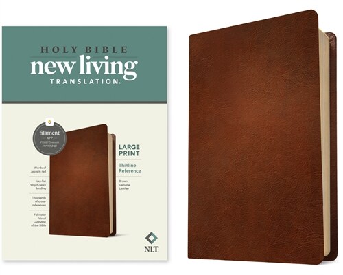 NLT Large Print Thinline Reference Bible, Filament-Enabled Edition (Genuine Leather, Brown, Red Letter) (Leather)