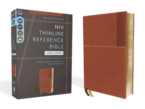Niv, Thinline Reference Bible (Deep Study at a Portable Size), Large Print, Leathersoft, Brown, Red Letter, Comfort Print (Imitation Leather)