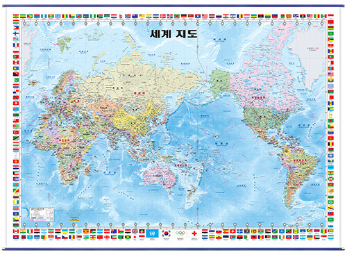 국기로 찾는 세계지도 (코팅 표구/걸이용) : 단면 (축척 1:41,000,000)
