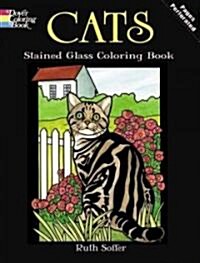 Cats Stained Glass Coloring Book (Paperback)
