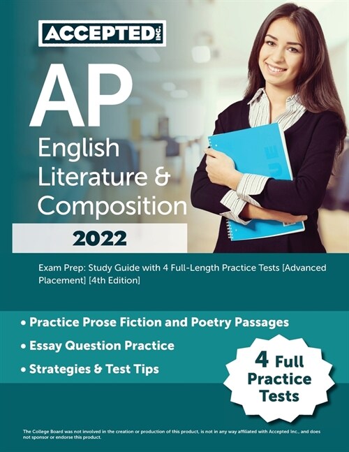 AP English Literature & Composition 2022 Exam Prep: Study Guide with 4 Full-Length Practice Tests [Advanced Placement] [4th Edition] (Paperback)