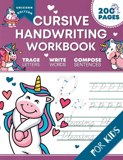 Cursive Handwriting Workbook for Kids: Unicorn Edition, A Fun and Engaging Cursive Writing Exercise Book for Homeschool or Classroom (Master Letters, (Paperback)