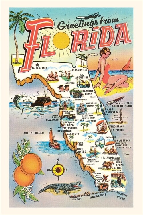 Vintage Journal Greetings from Florida, Map (Paperback)