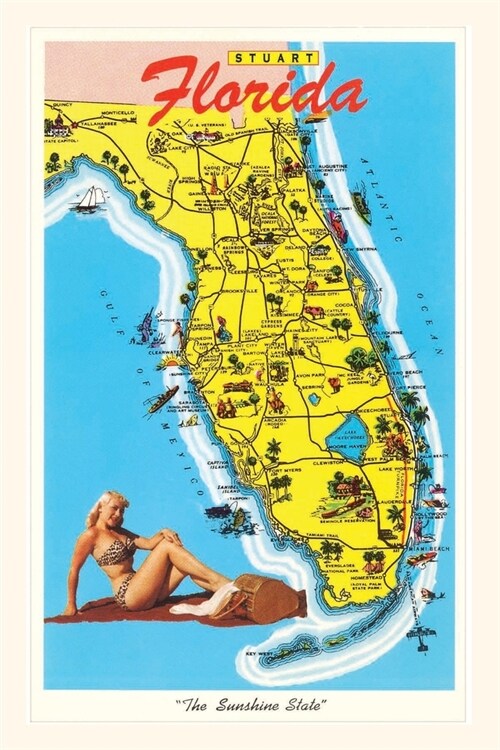 Vintage Journal Map with Florida Attractions (Paperback)