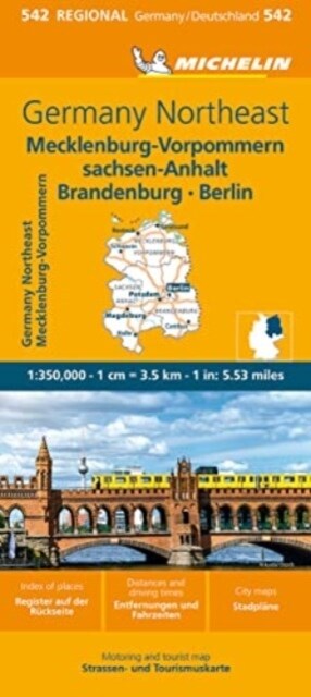 Germany Northeast Map 542: Mecklenburg-Vorpommern, Sachsen-Anhalt, Brandenburg, Berlin (Folded, 10)