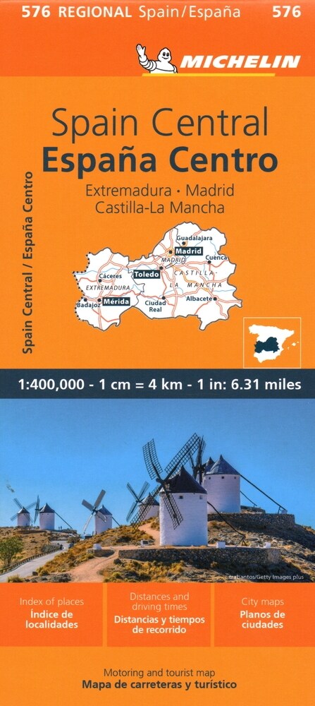 Spain: Central, Extremadura, Castilla-La Mancha, Madrid Map 576 (Folded, 11)