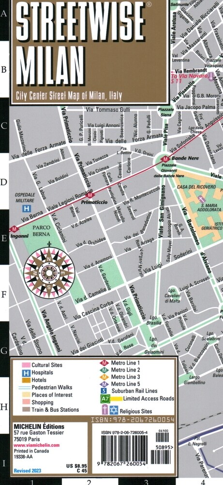 Streetwise Milan Map: Laminated City Center Street Map of Milan, Italy (Folded)